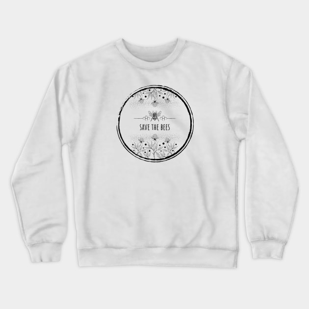 Clover flowers with save the bees black Crewneck Sweatshirt by annaazart